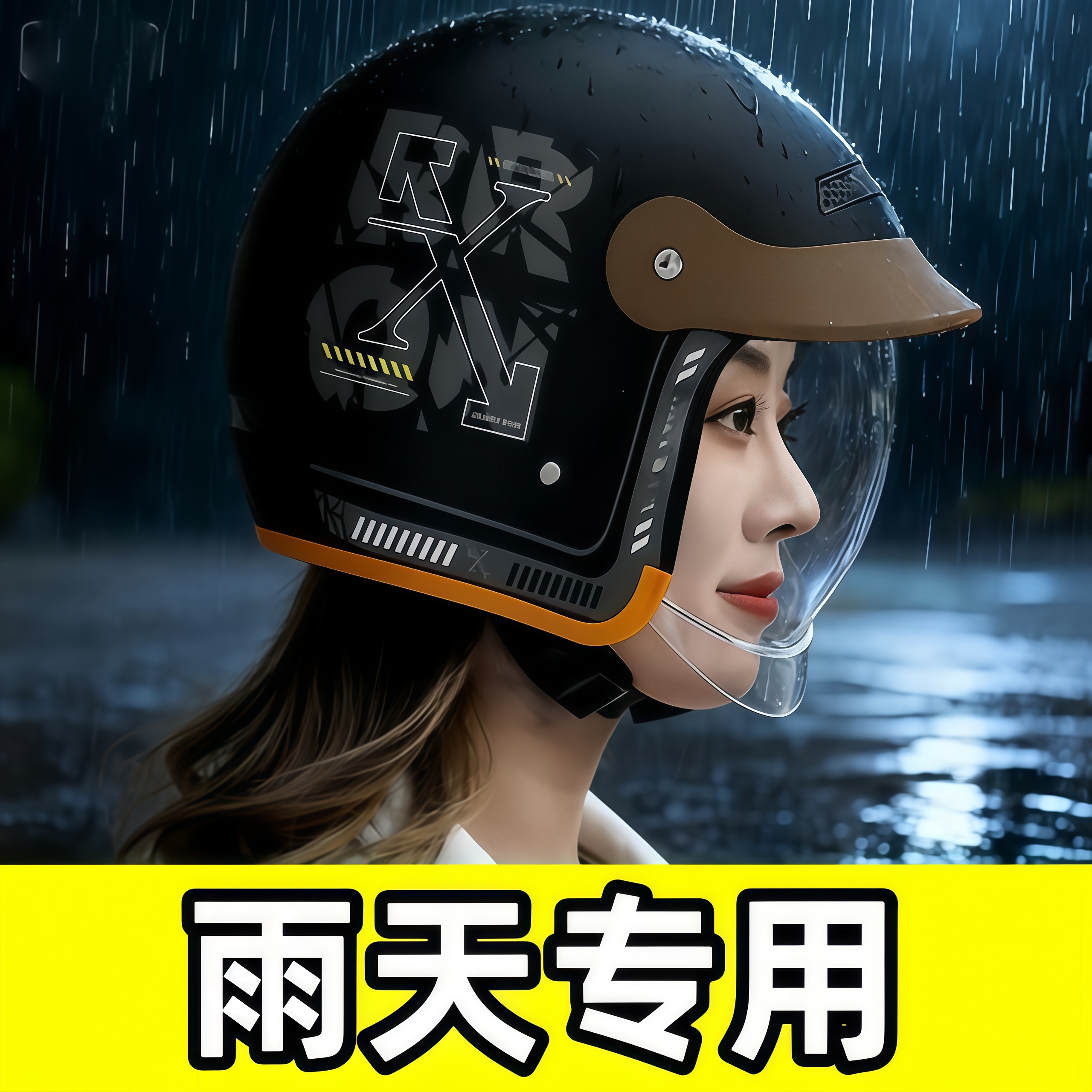 头盔下雨天专用防雨电瓶摩托车防雾保暖冬季高颜值电动车安全帽