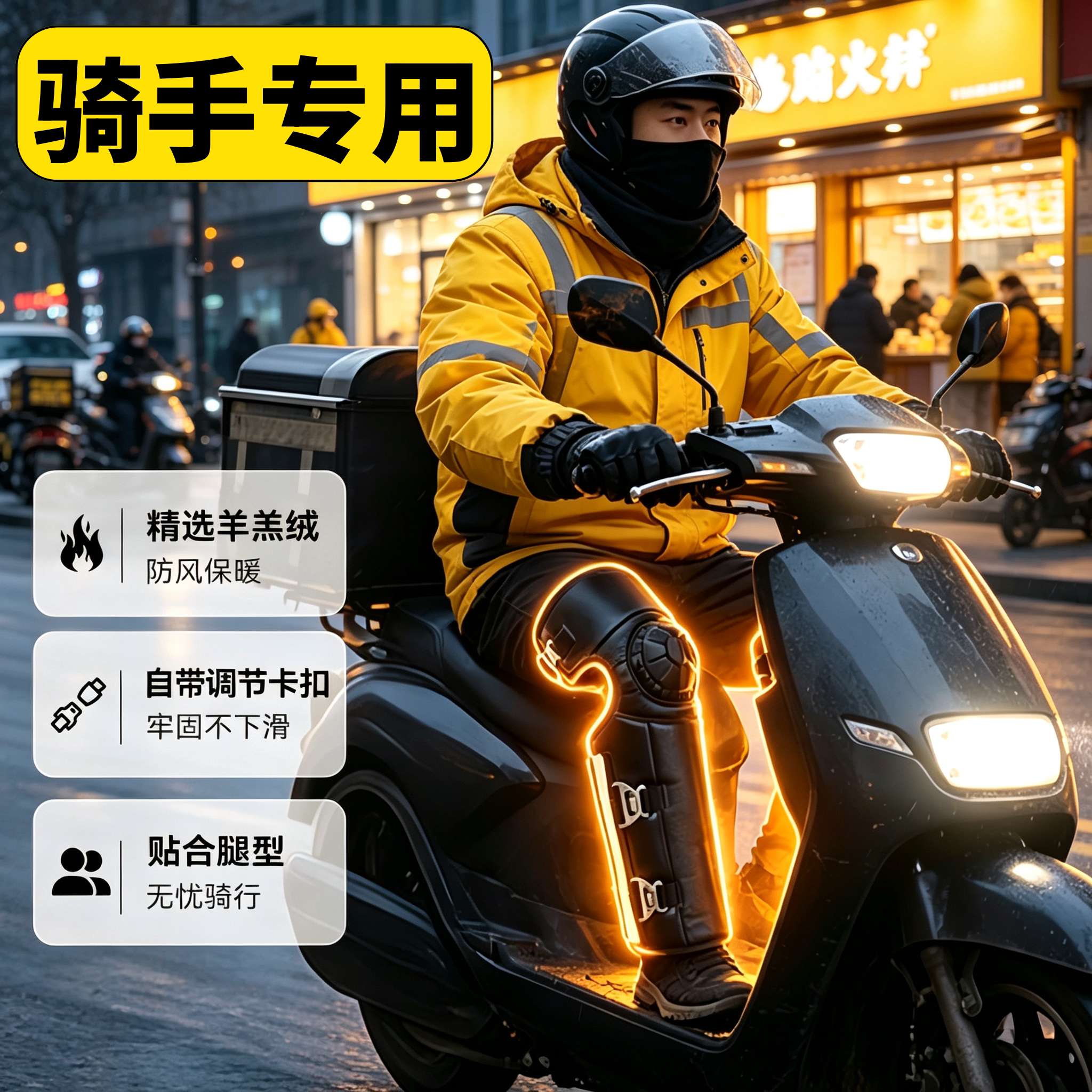 冬天骑手送外卖防风防寒不冻腿呀