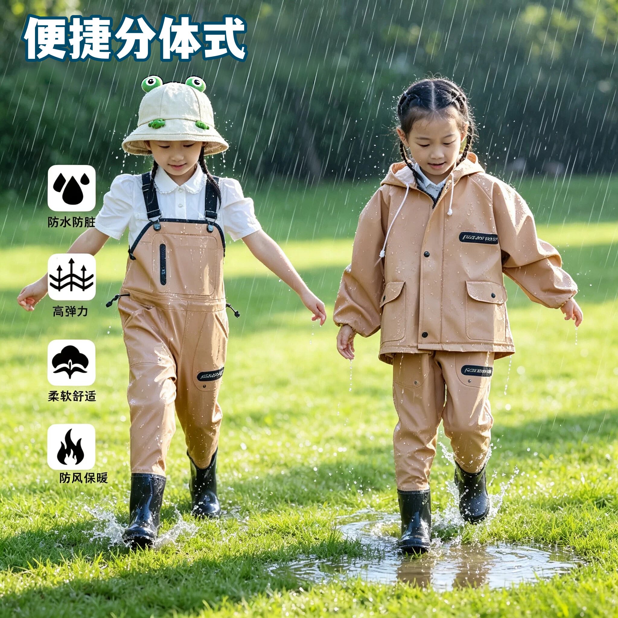 分体式儿童雨衣配色高级拍照出片