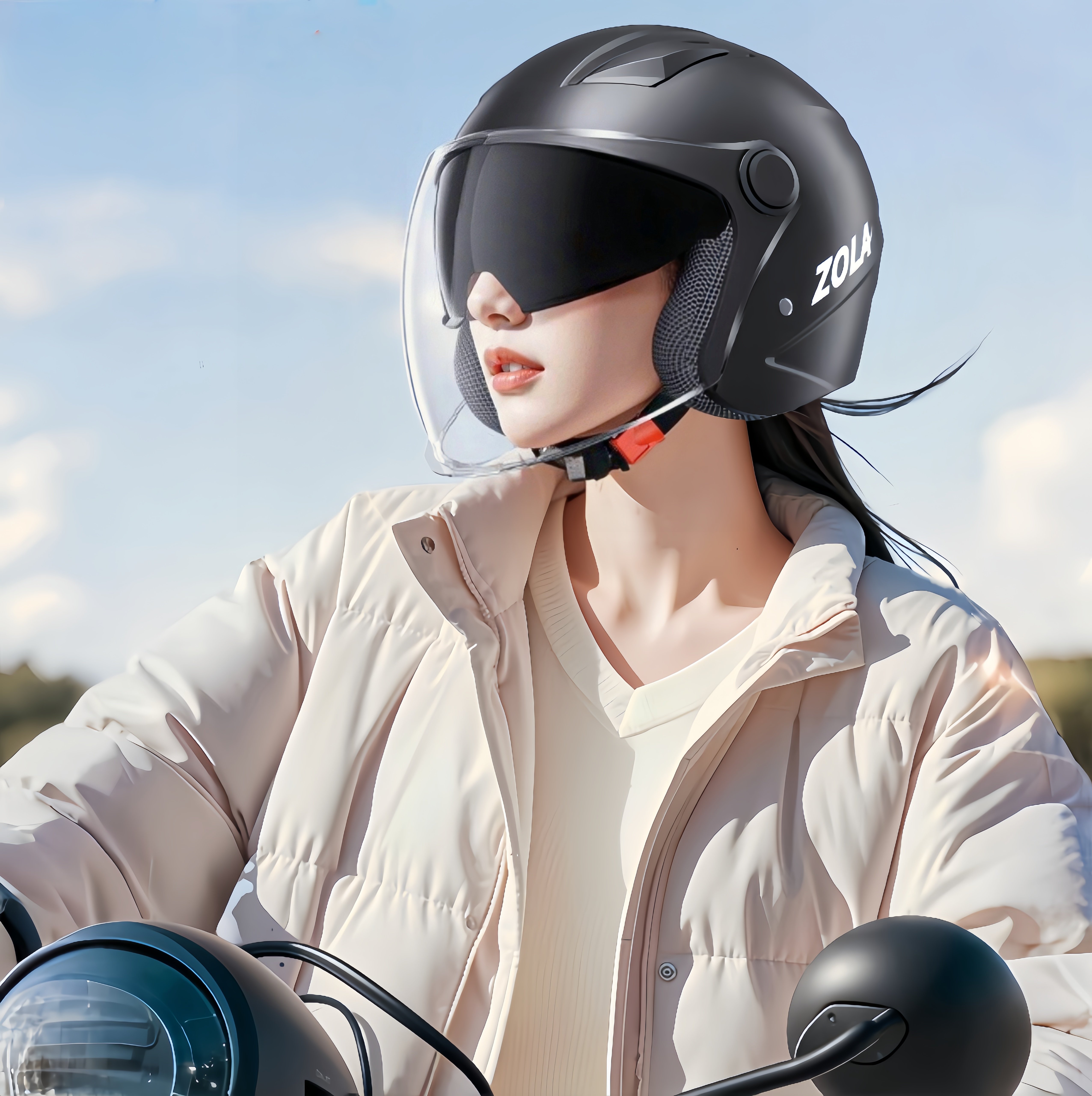 女士高颜值头盔电动车冬保暖防风2025新款防雾可拆卸半盔摩托车