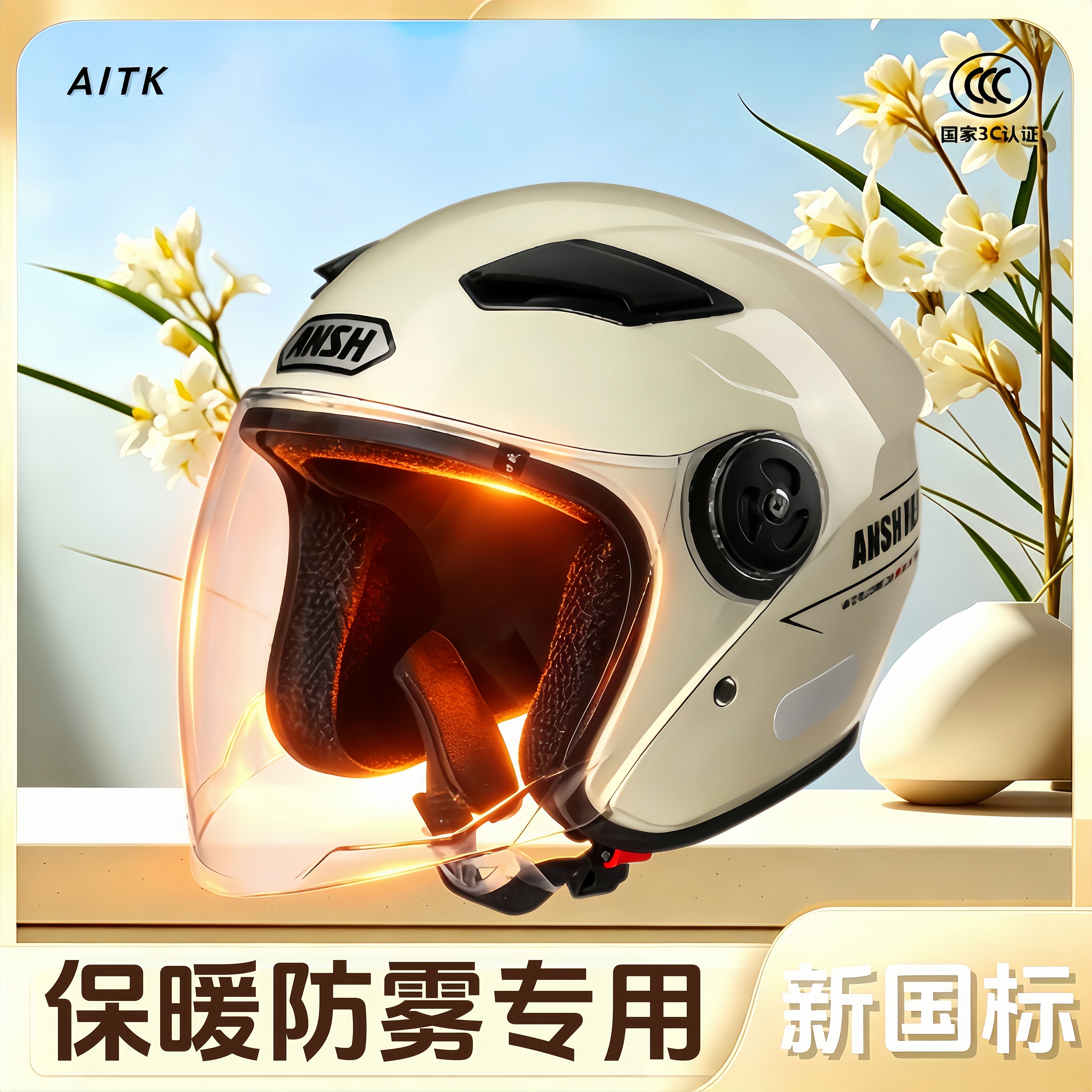 头围可调节电动车安全帽简约头盔
