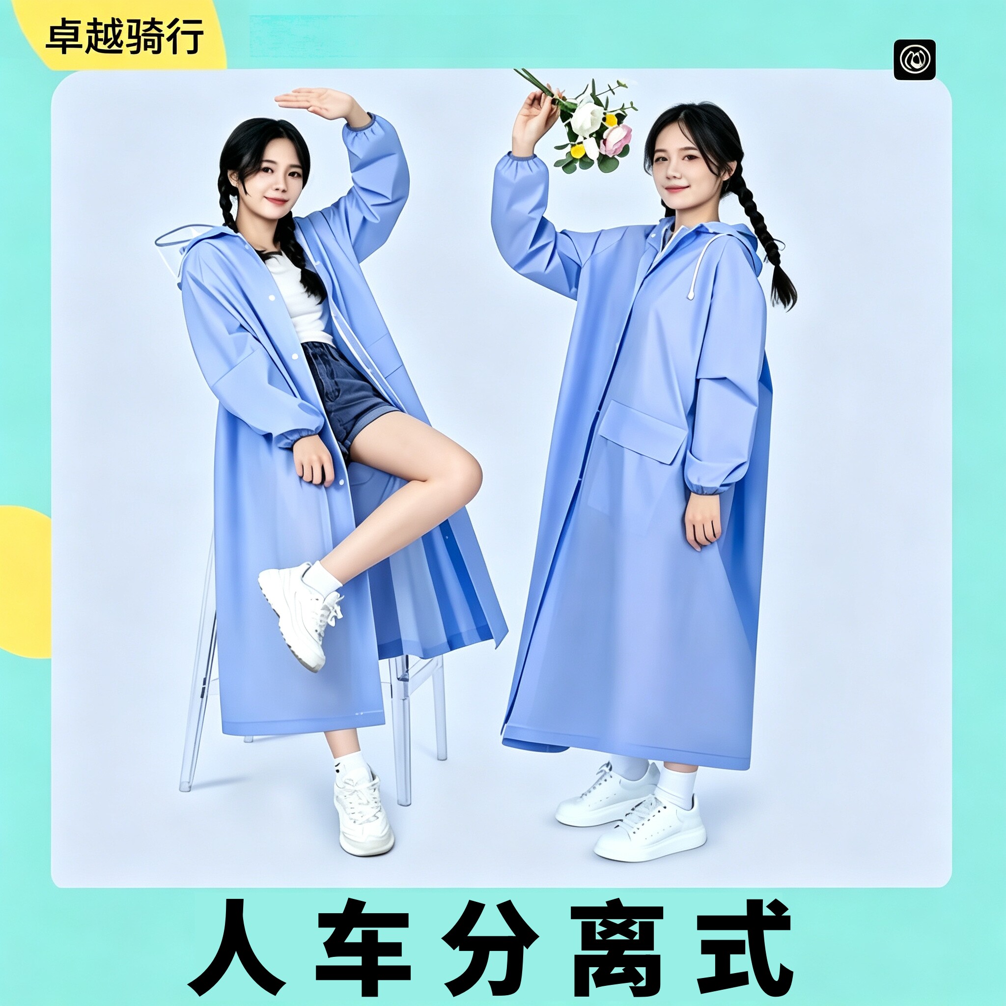 人车分离雨衣电动车大帽檐设计款
