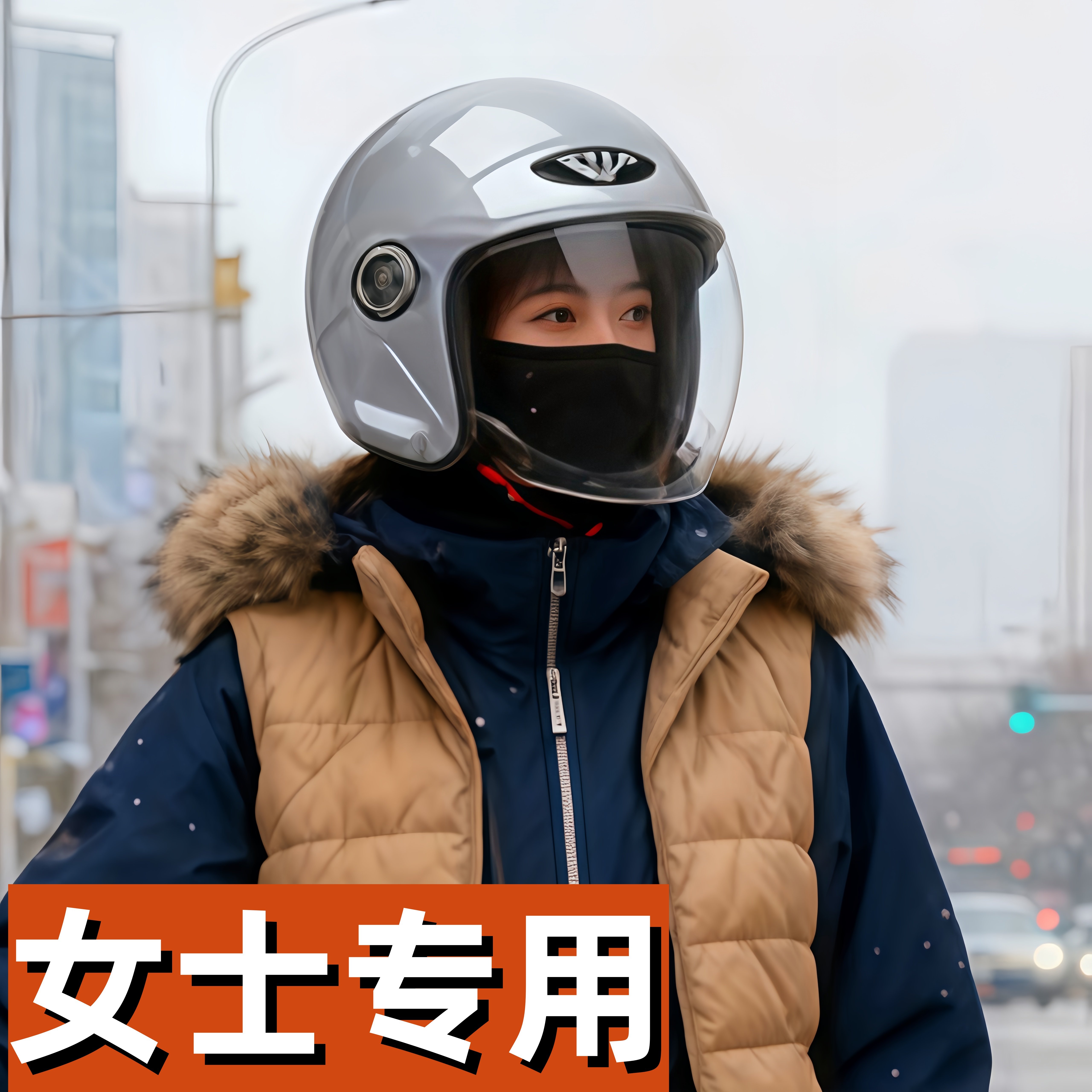 头盔女款2025新款冬季电动车头盔小头围保暖电瓶摩托车2025新款
