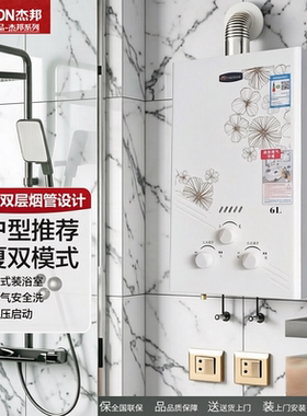 奇田出品杰邦牌JSG12平衡式燃气热水器天然气6升铜水箱可装浴室内