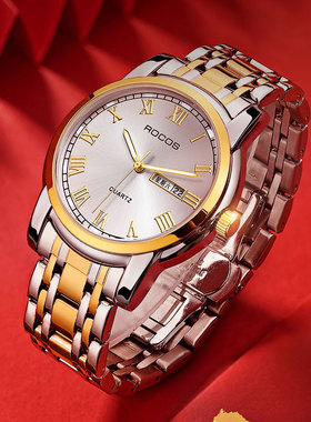 雷克斯ROCOS正品复古时尚潮流男士手表男石英表防水礼物送男友