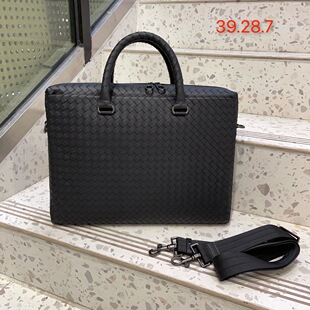 送人编织电脑包!男士真皮办公夹包文件包头层牛皮手提包商务潮牌