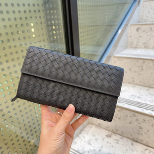 钱包男真皮软皮钱包商务休闲胎牛皮卡夹送礼 编织长款 新款 2025男士