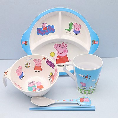 卡通儿童餐具套装小号碗宝宝手柄碗辅食碗防烫可爱家用碗盘勺筷杯