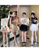 设计感高腰弹力a字网纱蓬蓬短裙女 时尚 小姐姐夏款 芭蕾纱裙