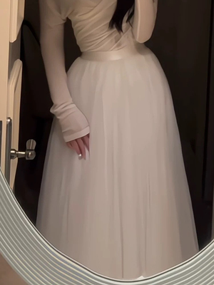 网纱裙子三层网纱半身裙720度大摆舞蹈裙高腰蓬蓬半裙仙女长纱裙