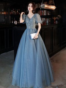 大码亮片晚礼服裙胖mm显瘦2025新款轻奢小众高端宴会气质主持人女