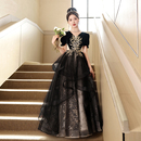 黑色大码 宴会气质高级感轻奢小众主持人成人礼女 晚礼服裙2025新款