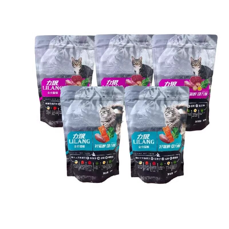 力狼猫粮幼猫成猫500克*5鱼肉牛肉美短英短通用牛肉味猫粮5斤
