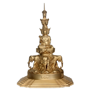 真古意 铜峨眉山金顶十方普贤摆件居家寺庙摆放普贤铜像工艺品