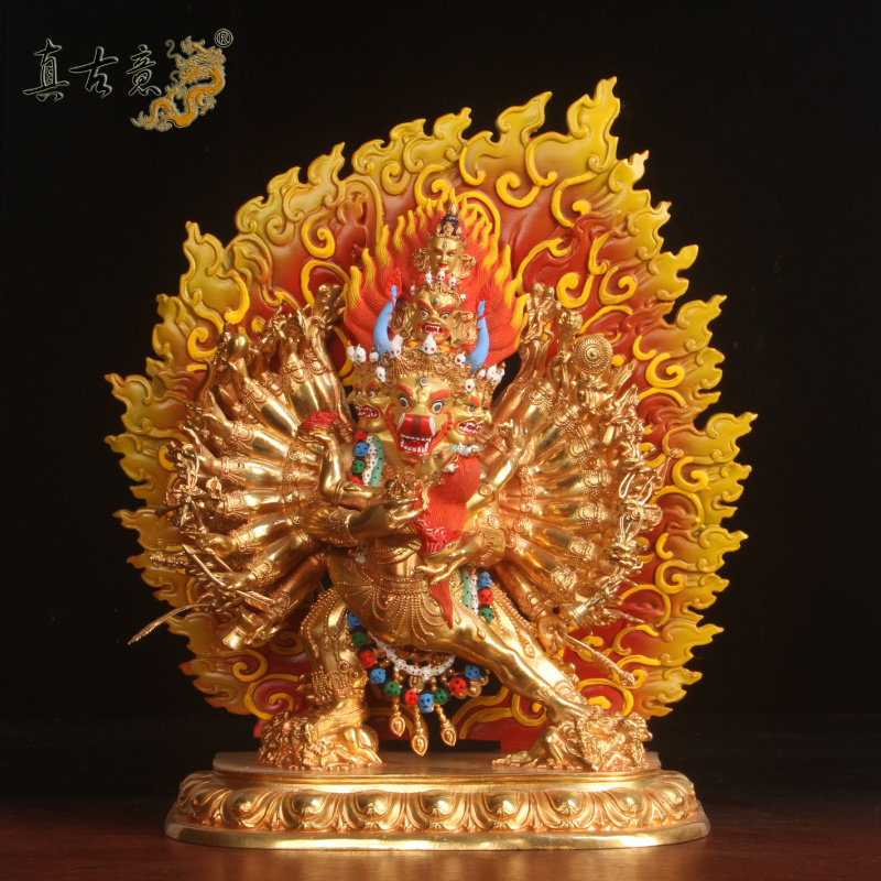 真古意 铜大威德金刚佛像摆件 铜大威大德藏传家居客厅供奉工艺品