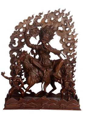 真古意 黄铜吉祥天母佛像摆件家居客厅寺庙护法天母供奉工艺品