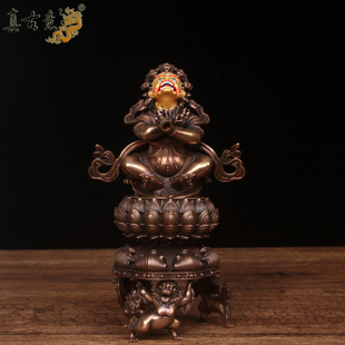 真古意 铜大黑天啖石香炉摆件铜啖石香炉佛堂家居桌面工艺品摆件