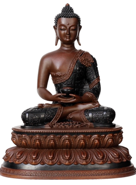 真古意 黄铜阿弥陀佛佛像三宝佛如来佛祖铜像本命佛藏传居家工艺