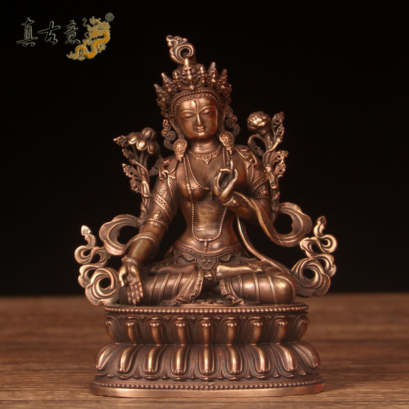 真古意  铜白度母佛像摆件铜白度母供养桌面居家办公室工艺礼摆件