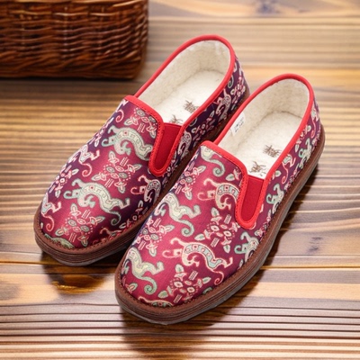 汉舞【25M013】中国风高品重工满绣加厚软底防滑秋冬时尚潮流棉鞋