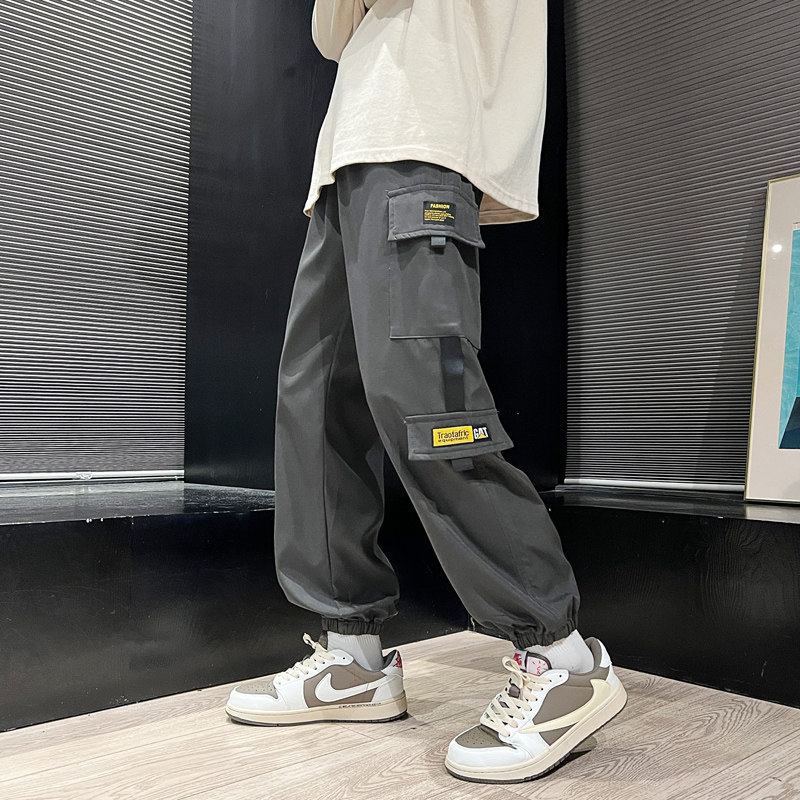 春夏男个性拼料宽松多袋裤学生工装裤K72P35图片