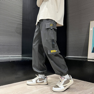 春夏男个性拼料宽松多袋裤学生工装裤K72P35图片