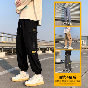 港风/男个性拼料宽松多袋裤百搭工装裤D72P35图片