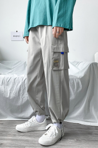 港风 潮男长裤束脚 直筒工装裤多口袋机能男裤-45图片