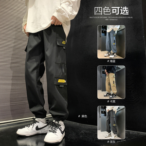 男个性拼料宽松多袋裤学生工装裤K72P35图片