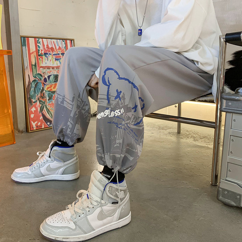 港风潮男女印花长裤宽松束脚裤一裤两穿长裤A2114P45，男装休闲裤，星座1106-3（原星座1111）