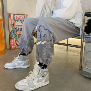 港风潮男女印花长裤 宽松束脚裤 一裤两穿 长裤A2114P45,男装休闲裤,星座1106-3（原星座1111）