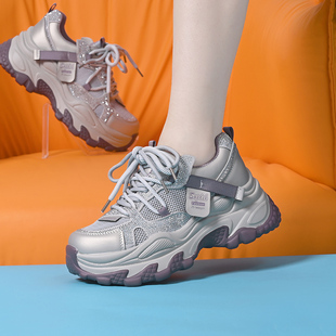 鞋子女2026新款爆款网面透气老爹鞋厚底百搭增高网鞋夏季运动鞋女