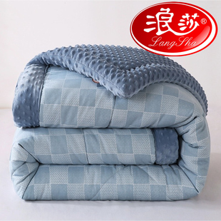 浪莎正品a类可机水洗一体豆豆被四季通用单双人儿童空调被春秋被