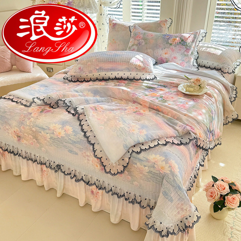 浪莎2026新款夏季凉感夏被床盖款四件套可机洗夏天空调被单人薄被