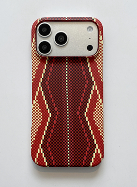 适用于iPhone 17/16/15/14/13/12/11手机壳PC材质几何纹理红色保护套简约防摔
