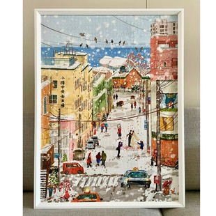 小樽的情书2000片拼图框拼图裱框96*68金属相框裱框框实木相框