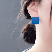 气质耳钉女简约百搭高级感蓝色法式 耳环纯银针防过敏日韩耳饰新款