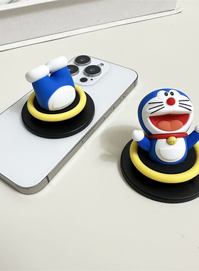 卡通可爱立体叮当猫磁吸气囊支架Magsafe啪嗒伸缩通用苹果华为ins