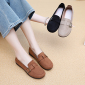 春秋季 软底百搭勃肯豆豆鞋 老北京布鞋 新款 女一脚蹬平底透气妈妈鞋