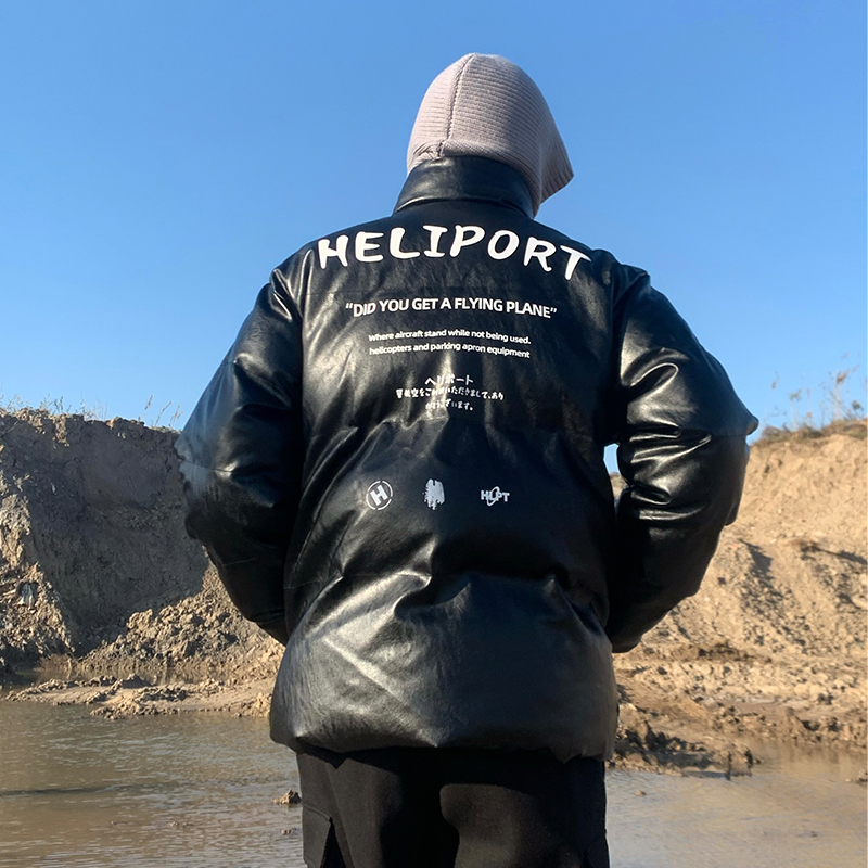 HELIPORT停机坪 秋冬加厚PU皮棉衣潮牌面包服羽绒棉服外套男女