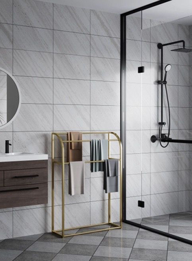 北欧极简落地毛巾架卫生间浴巾架洗漱台落地置物架金属挂衣架组合