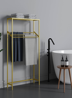 浴室卫生间免打孔落地毛巾架置物架浴缸旁立式浴巾架多功能收纳架