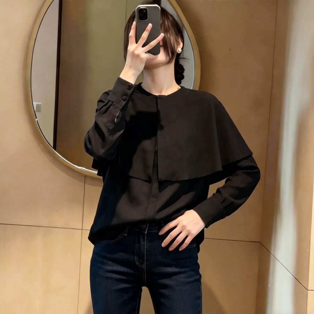 大码轻熟女装斗篷式衬衫女春季图片