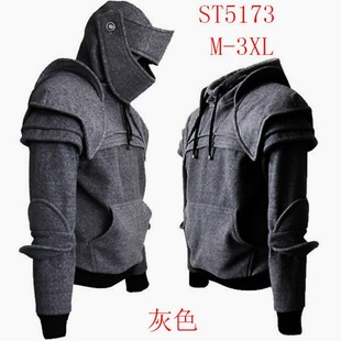 men 复古护肘抽绳面罩骑士卫衣男hoodie 男士 秋冬wish亚马逊爆款