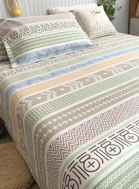 老粗布床单纯棉100全棉高档加厚亚麻夏凉席榻榻米炕单三件套被单