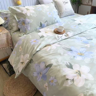 纯棉加厚被套150x200x230全棉田园花卉2025新款 床单被罩三四件套