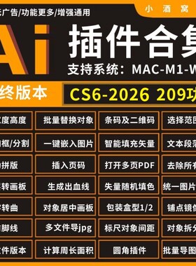 2025 AI插件合集 WIN MAC 条形码 多页PDF尺寸标注辅助线AI转PSD