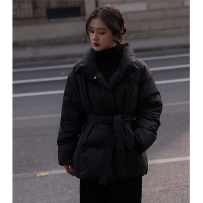 黑色收腰棉服女秋冬2025短外套