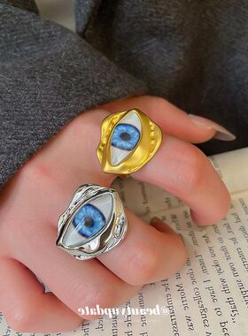 欧美不规则恶魔之眼开口戒指复古