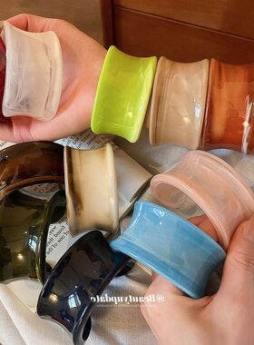 晕染手镯潮流百搭跨境简约宽面夸张手环亚克力开口欧美时尚手饰女